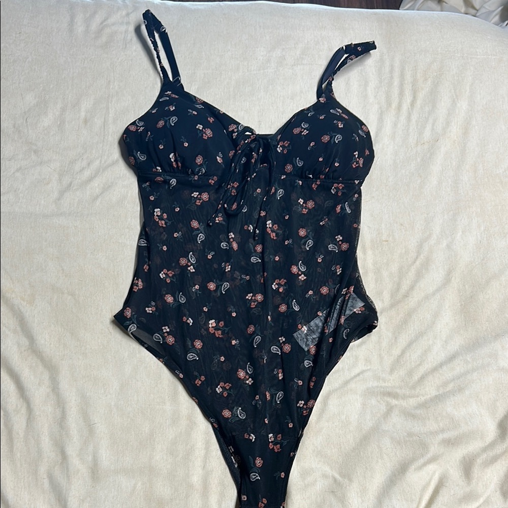 Black body suit with flowers